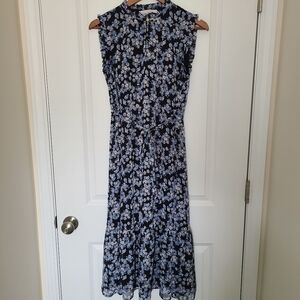 LOFT Bouquet Ruffle Sleeveless Midi Dress Size S